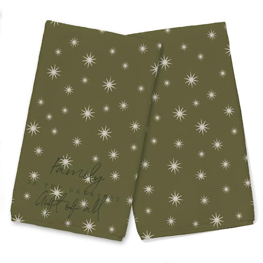 Family Greatest Gift Green Twinkle Tea Towel - Set of 2